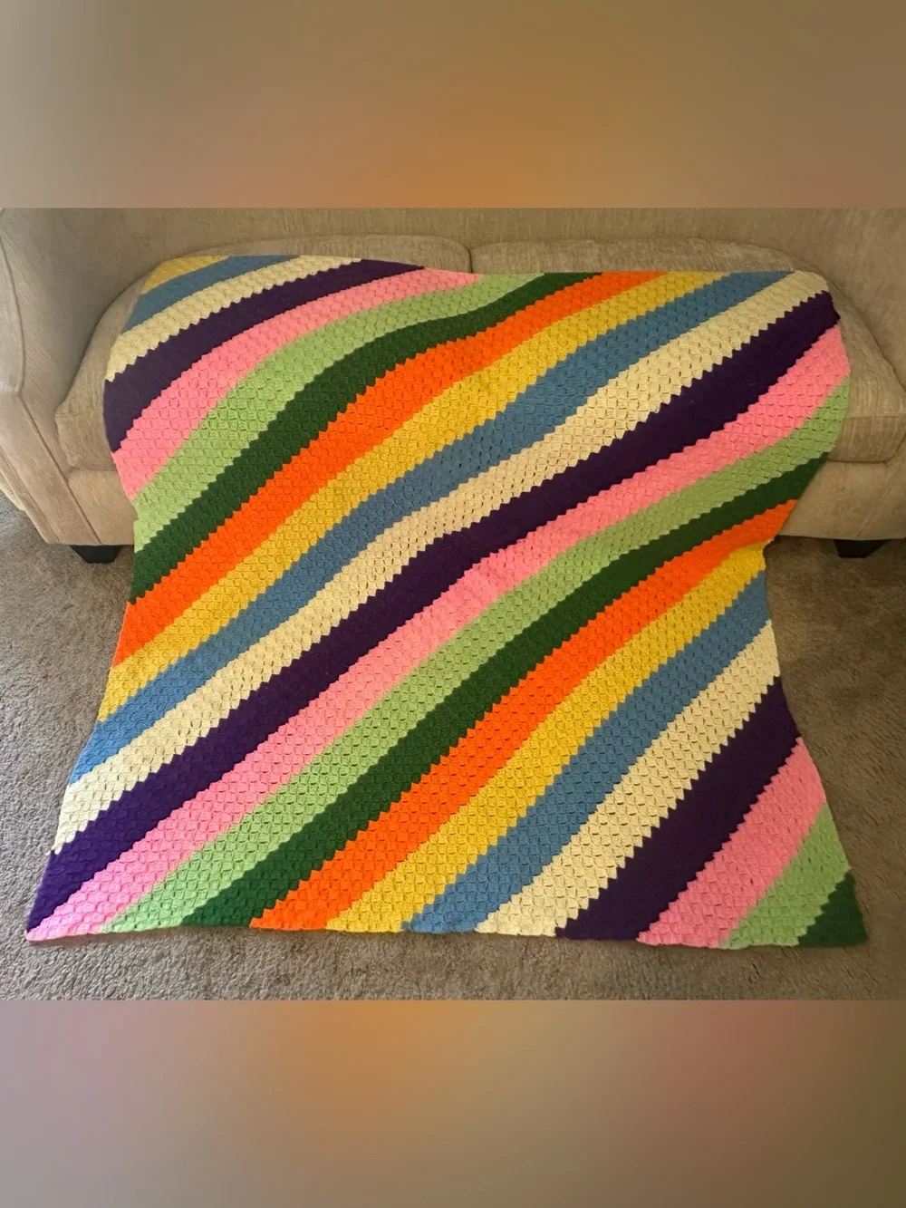 Vintage 70s striped Afghan